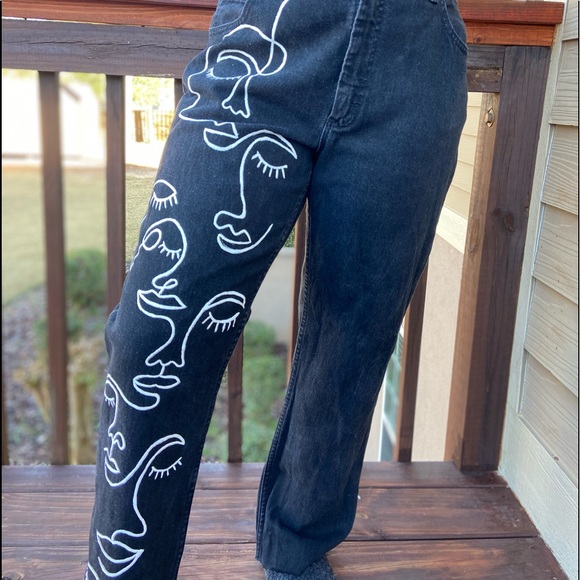 Vintage custom hand painted Lee Rider’s jeans - Picture 6 of 6